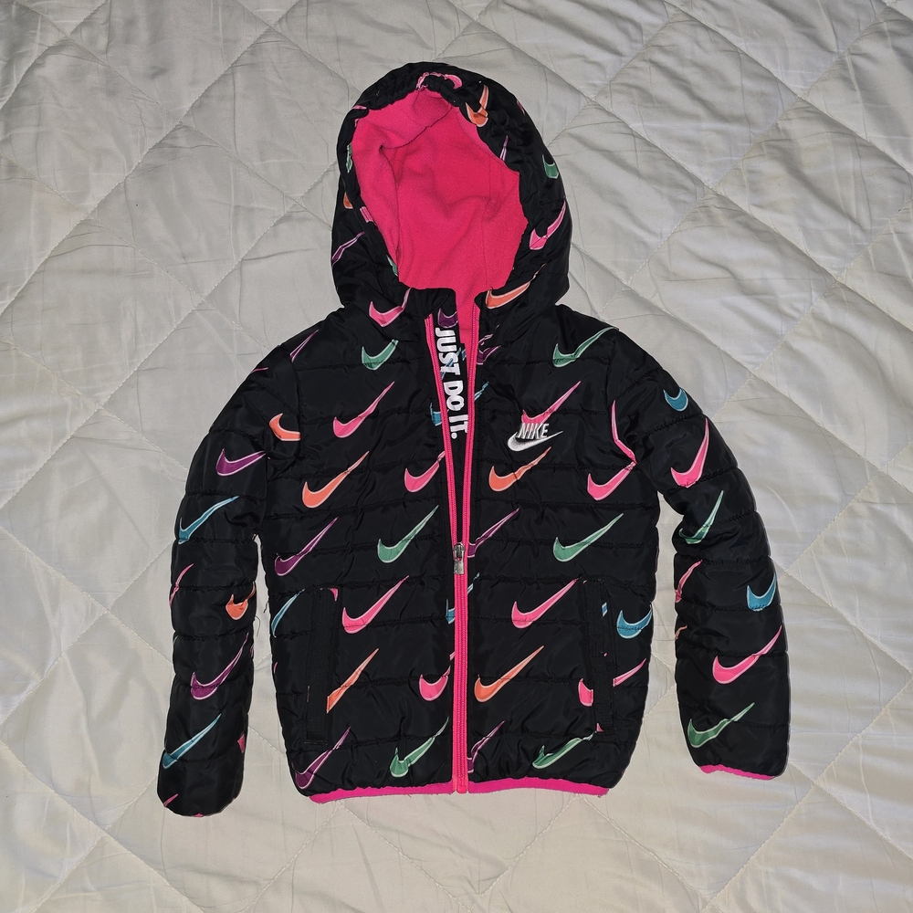 Nike Black Jacket with Colorful Swooshes